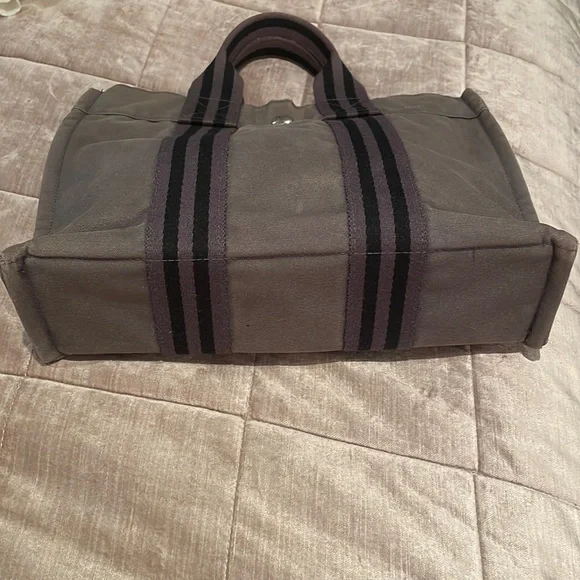 Hermes Grey Mini Tote Stripe Handle Handbag - Picture 3 of 16